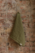 Olive Green linen kitchen towel - £6.60 GBP