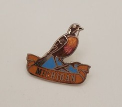 State of Michigan American Robin Souvenir Lapel Hat Pin Pinchback - $16.63