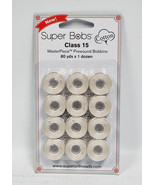 Super Bobs MasterPiece Cotton 80yd Prewound Bobbins 12ct Class 15 Bisque - $18.95