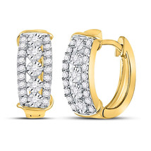 10kt Yellow Gold Womens Round Diamond Huggie Earrings 1/2 Cttw - £558.90 GBP