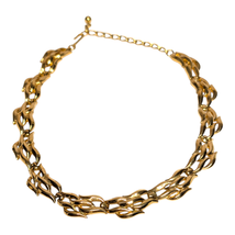 Vtg 80s Trifari GP Gold Basket Cloud Pattern Metal Necklace Womens Jewelry - $39.59