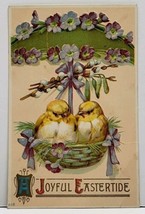 Joyful Easter Embossed Chicks in Basket Morgan Minnesota Postcard G11 - £3.10 GBP
