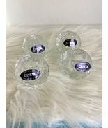 Set of 4 ~ Lead Crystal Clear Glass Design Candle Holders (taper)  - £9.88 GBP