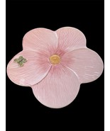 Vintage Made in Italy Ceramic Pink Flower Petal 13&quot; Platter with Butterfly - $28.04