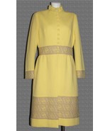 VTG Nordstrom Yellow 11-Button Brocade Paisley Trim Lined Coat or Dress ... - $188.79 CAD