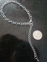 White gold plate 8&quot;cable link charm bracelet anklet chain w 2.5&quot; extende... - £1.54 GBP