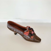Shoe Figurine, Vintage 1990s, My Treasure Shoes, Kingsbridge, Brown Pink Flowers image 2