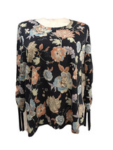 Soleillee Women&#39;s Plus Size 3X Floral Ribbon Sleeve Blouse Top Navy Pink... - £20.85 GBP