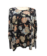 Soleillee Women&#39;s Plus Size 3X Floral Ribbon Sleeve Blouse Top Navy Pink... - $35.66 CAD