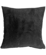 Wide Wale Corduroy 22x22 Black Throw Pillow, with Polyfill Insert - £36.49 GBP