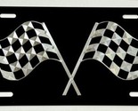 Engraved Racing Race Car Flags Car Tag Diamond Etched Black Metal Licens... - £17.95 GBP