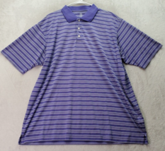 PGA TOUR Polo Shirt Men&#39;s XL Purple Striped Polyester Short Sleeve Slit ... - £14.00 GBP