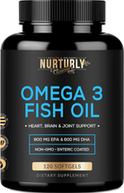 Omega 3 Fish Oil 2000Mg, 800Mg EPA and 600Mg DHA - Enteric Coated and Burpless - - £40.78 GBP