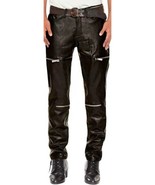 Leather Pant Pants Men&#39;s Real Men Cargo Biker Jeans Pockets Trousers Bro... - $190.11 CAD