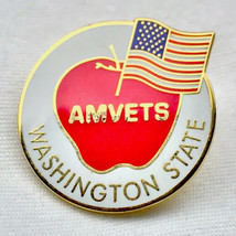 AMVETS Washington State Pin USA Flag Apple 2000s Veterans - £7.95 GBP