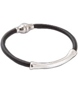 URBAN NOIR LUXURY LEATHER BRACELET WITH SILVER ORNAMENTS - $623.27 MXN