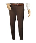 Men's MONO Turkey Slacks 100% Wool Plain Front Slim Fit 2502-12 Coco Brown - $99.99