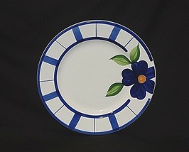 A Step Beyond SAN REMO 8-1/4&quot; Salad Dessert Plate Cobalt Blue Flower Plaid - $14.84