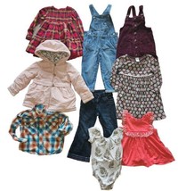 Little Girls Clothes Lot 9 Sz 3T 4T Denim Dresses Overalls Corduroy Coat Cowgirl - £27.05 GBP