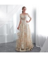 Prom Dresses Illusion Three Quarter Length Sleeves Vestido De 15 Ano Deb... - £172.82 GBP