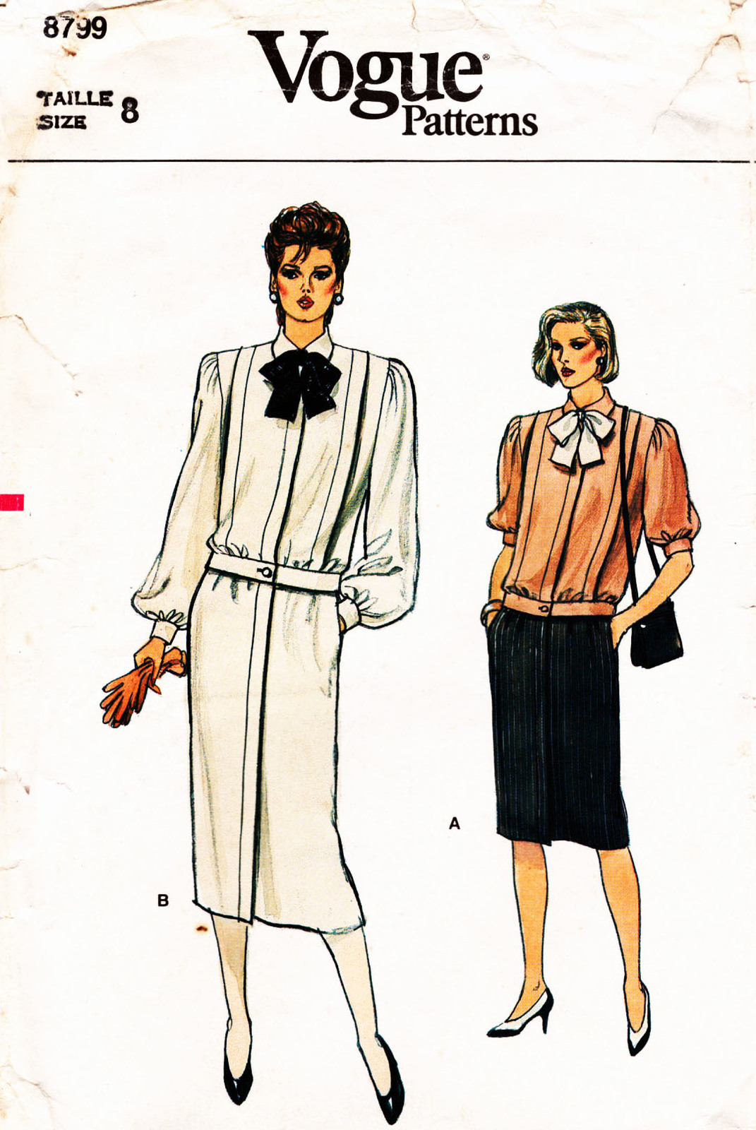 Misses' TOP & SKIRT Vintage 1980s Vogue Pattern 8799 Size 8 UNCUT - $15.00