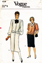 Misses&#39; TOP &amp; SKIRT Vintage 1980s Vogue Pattern 8799 Size 8 UNCUT - $15.00