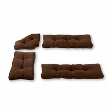 Brown 4 piece Nook Cushion Set Corner Bench Booth Seat Dining Breakfast Kitchen - £242.76 GBP