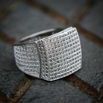 Men&#39;s 2.5CT Round Diamond Hip Hop Style Micro Pave Square Iced Out Vintage Ring - £90.23 GBP