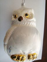 German Hand Blown Glass Ornament Snowy Owl, 6&quot; Original Glass - £23.11 GBP