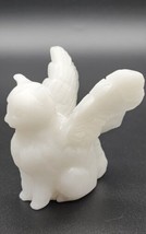 White Jade Winged Cat, Hand Carved Crystal Energy, Mystical Winged Cat C... - $39.59