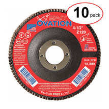 78006 - 4-1/2&quot; X 7/8&quot; Ovation Flap Disc 40G - (10Pack) - £106.52 GBP