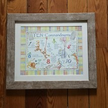 CarpenTree The TEN COMMANDMENTS Cute ZOO ANIMALS &amp; Pastel Border Print i... - £16.25 GBP