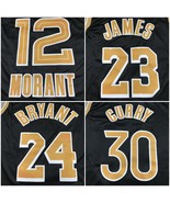 LeBron James 23 Kobe Bryant 24 Stephen Curry 30 Ja Morant 12 Men&#39;s Black... - $49.99