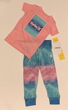 HURLEY Baby Infant Girl 2-Piece Short Sleeves Tee Shirt and Pants PJs Sleepwear - £10.26 GBP