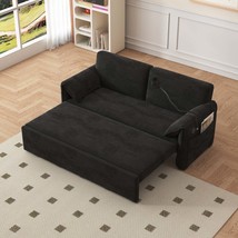 63&quot; Velvet Folding Sofa Bed | 3-in-1 Convertible Couch (Black) - $464.99