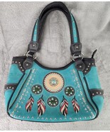 Womens Purse Turquoise Gray Tribal Feather Beaded Western Concealed Carr... - £26.58 GBP