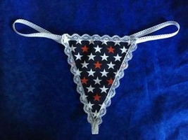 New Womens Usa American Flag Stars Memorial Day Gstring Thong Underwear - £15.17 GBP