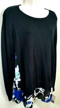 LIZ CLAIBORNE Black Sweater Faux Attached Blue Floral Shirt Sz Small NWT  - $16.99