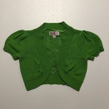 R&amp;K Originals Women’s Short Sleeve Cropped Open Front Green Crochet Top size S - £11.19 GBP