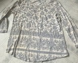 Lucky brand Yellow and Gray Floral Print Placed Print Sz Large 3/4 sleev... - $18.51