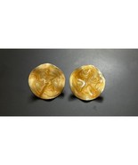 Vtg Clip-On Earrings With Swirled Enamel Amber Design Statement - $9.58