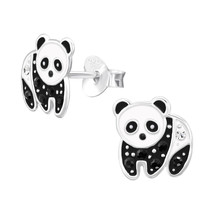 925 Sterling Silver Panda Stud Earrings - £11.37 GBP