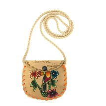 Cozumel Mexico Mini Purse Money Bag Leather Toucan Floral Strap 3&quot; Tall ... - $15.72