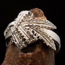 Nicely crafted Statement Ring folded Marihuana Cannabis Leaf - Sterling Silver - £31.17 GBP