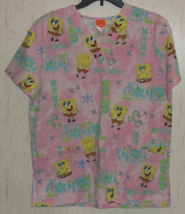 EXCELLENT WOMENS nickelodeon Sponge Bob Square Pants NOVELTY SCRUBS TOP ... - $25.20