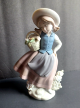 Lladro Sweet Scent Girl Porcelain Figurine Girl w/ Basket of Flowers  #5221 - £35.52 GBP