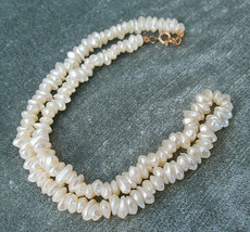 Vintage Faux Mother of Pearl Beaded MOP Necklace Approx 16&quot; Estate Find - £9.48 GBP