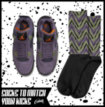 ZIG Socks for J1 4 Canyon Purple Anthracite Alligator Skunk WMNS Shirt Olive - £16.79 GBP