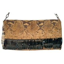 Y2K Leather Animal Print Fringed Baguette Bag Y2K Shoulder Handbag Chain... - £27.05 GBP