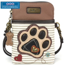 IVORY PAW PRINT DOG CELLPHONE CROSSBODY PURSE GRAY STRIPE - €34,56 EUR